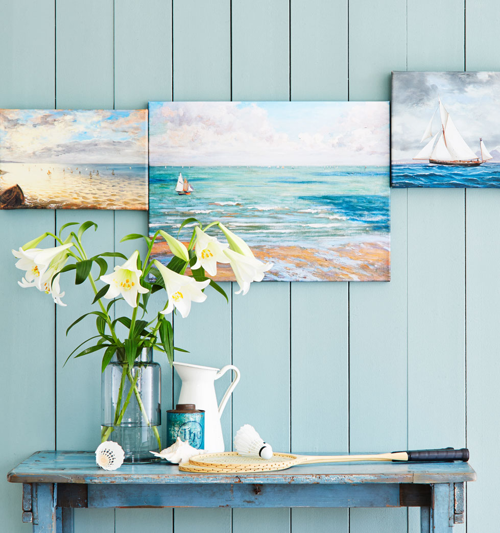 Row of Maritime Canvas Prints Tautly Stretched Over Bars Displayed Side by Side