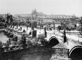 View of Prague showing the Imperial Palace (Hradschin) and the Charles Bridge