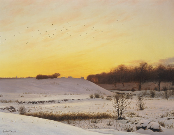 Winter landscape in the evening. from Adolf Larsen