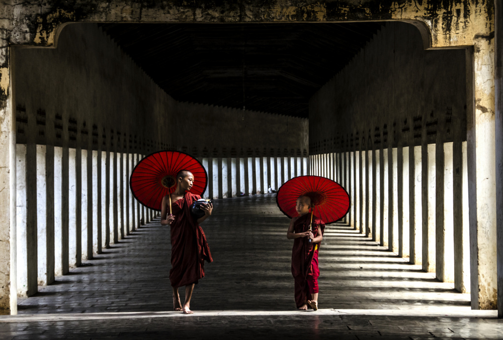 Two Monks Walking Home from Ajit Rana