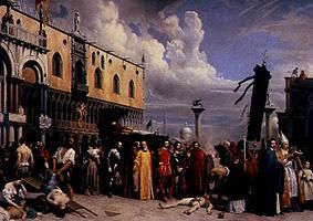 The burial Tizians during the plague in - Alexandre Jean-Baptiste Hesse as  art print or hand painted oil.