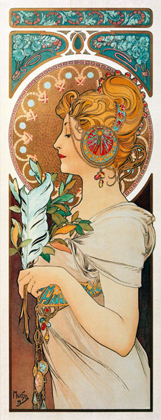 Feder. (Gegenstueck zu ''Schluesselblume'').  from Alphonse Mucha