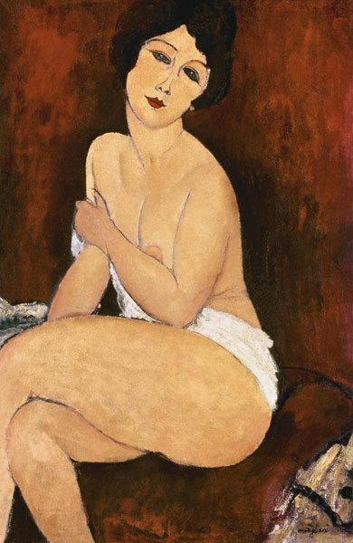 Sedentary female act - Amadeo Modigliani as art print or hand painted oil.