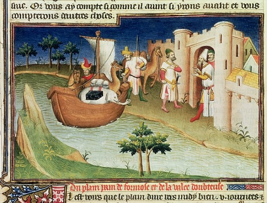 Ms Fr 2810 f.14v Marco Polo with elephan - (and workshop) Boucicaut Maste  as art print or hand painted oil.