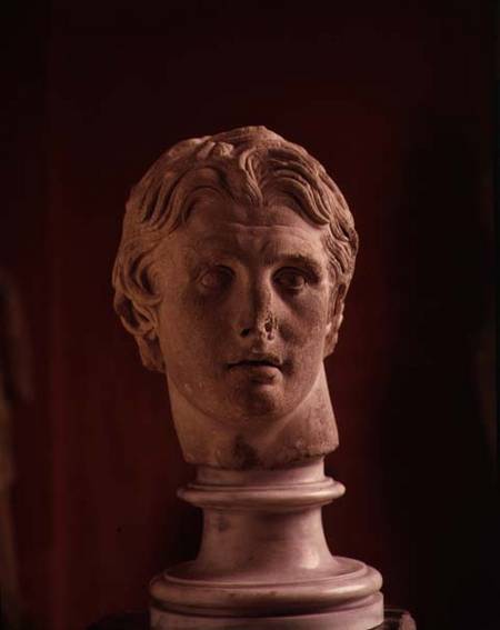 Head of Alexander the Great, found at Pergamum,marble from Anonymous painter