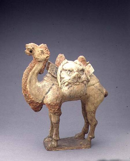 Tomb figure of a camel, carrying saddle bags in the form of grotesque faces, Chinese,Tang Dynasty from Anonymous painter