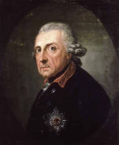 Portrait of Frederick the Great at the age of 68.