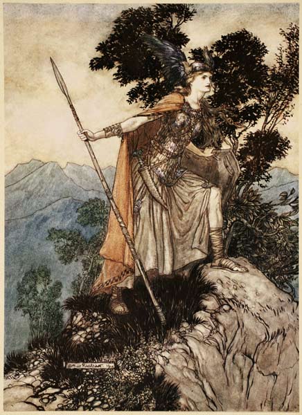 Brunhilde. Illustration for "The Rhinego - Arthur Rackham as art print or  hand painted oil.