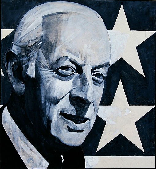 Portrait of Alistair Cooke, illustration - Barry Fantoni as art print or  hand painted oil.