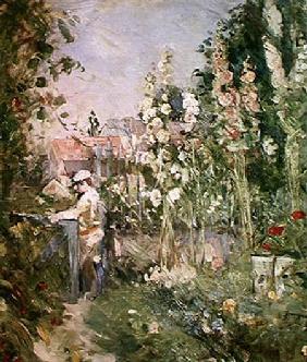 Young Boy in the Hollyhocks