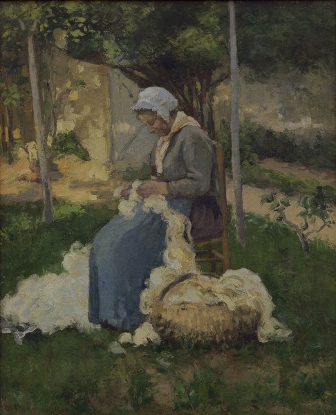 C.Pissarro, Bäuerin beim Wollezupfen from Camille Pissarro