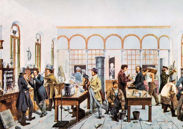 Justus von Liebig, Laboratory - Carl Constantin Steffeck as art print or  hand painted oil.