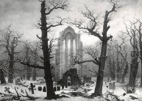 Cloister Cemetery in the Snow (burned 1945) historic photo (1902)