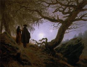 Mann und Frau den Mond betrachtend um 1830/35