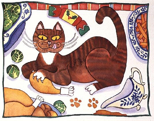 Christmas Cat and the Turkey  from Cathy  Baxter