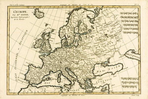 Europe, from 'Atlas de Toutes les Parties Connues du Globe Terrestre' by Guillaume Raynal (1713-96) from Charles Marie Rigobert Bonne