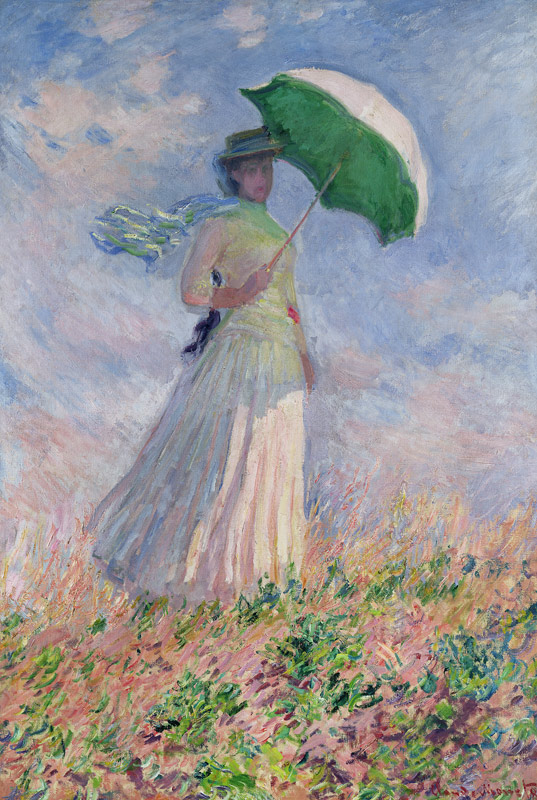 Woman with an umbrella (Susanne Hoschedé) - oil painting of Claude Monet as  art print or hand painted oil.