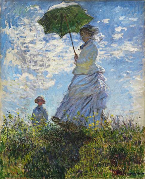 Woman with a Parasol, Madame Monet with - Claude Monet as art print or hand  painted oil.