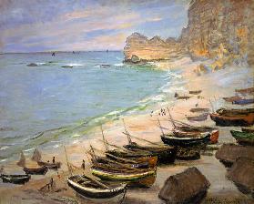 Boats on the beach of Etretat