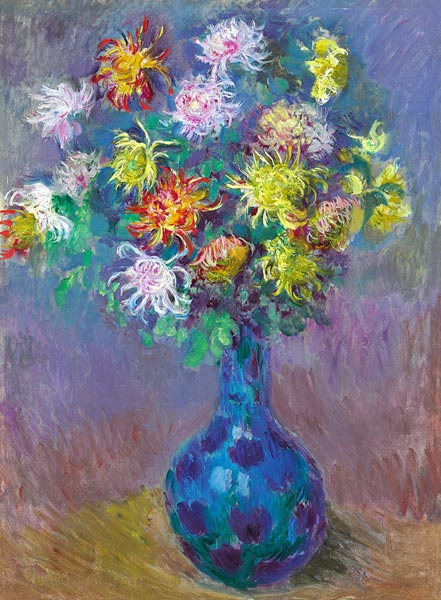 Vase mit Chrysanthemen - Claude Monet as art print or hand painted oil.