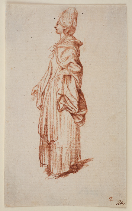 Stehende Dame im Profil nach links - Daniel Chodowiecki as art print or  hand painted oil.