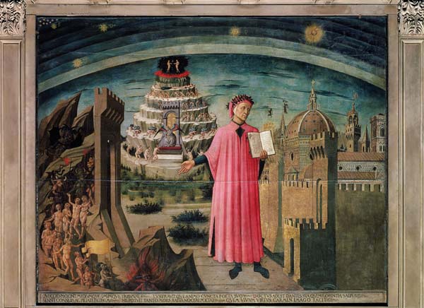 Dante and his poem the 'Divine Comedy', 1465 (tempera on panel) from Domenico  di Michelino