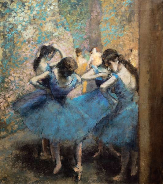 Dancers in blue - Edgar Degas as art print or hand painted oil.