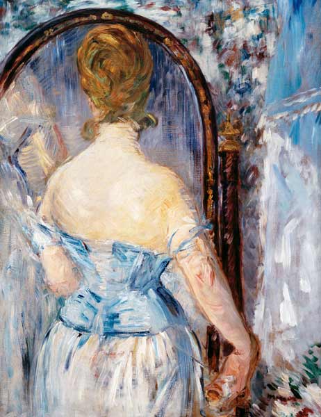 Frau vor dem Spiegel - Edouard Manet as art print or hand painted oil.
