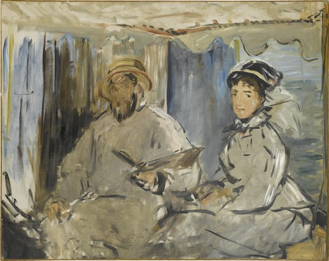 The painter Monet in his atelier - Edouard Manet as art print or hand  painted oil.