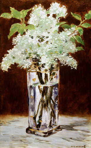 White Lilac in a Crystal Vase - Edouard Manet as art print or hand painted  oil.