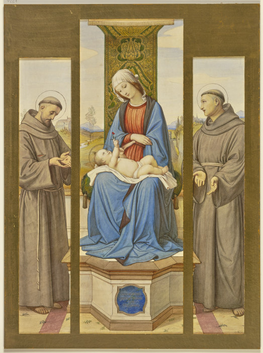 Madonna auf dem Thron, daneben die Heiligen Franziscus und Antonius, als Triptychon from Edward von Steinle