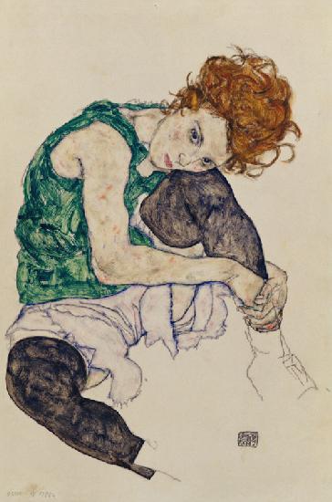 Sitting woman with a knee up - Egon Schiele