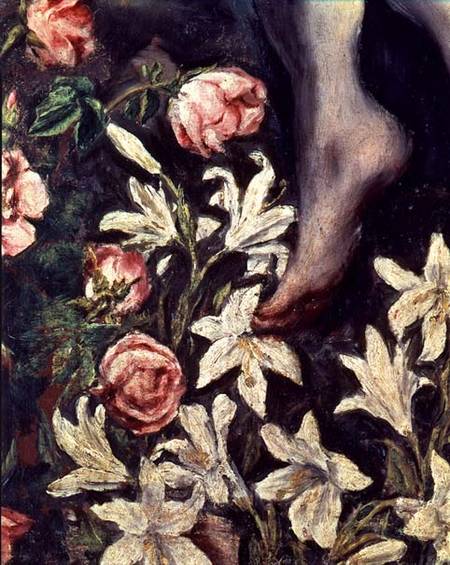 The Assumption of the Virgin, detail of flowers from El Greco (aka Dominikos Theotokopulos)