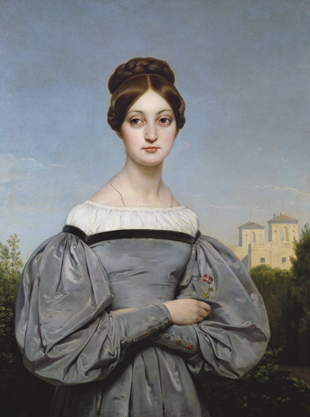 Portrait of Louise Vernet (1814-45) Daug - Emile Jean Horace Vernet as art  print or hand painted oil.