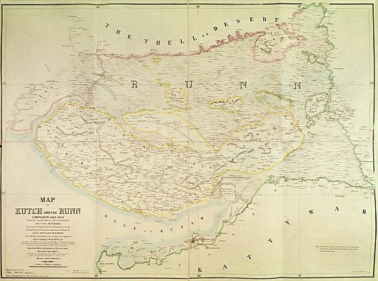 Map of Kutch and Runn, India from English School