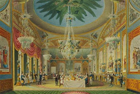 The Banqueting Room, from ''Views of the - English School as art print or  hand painted oil.