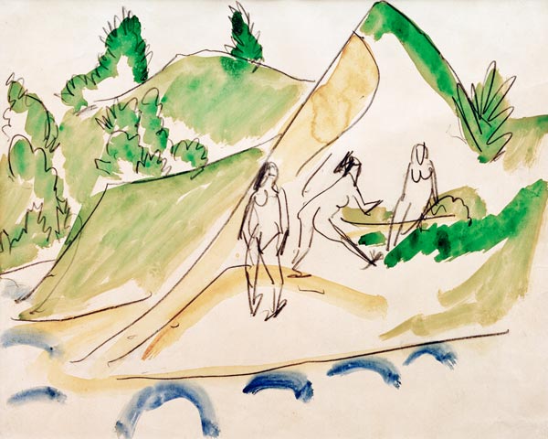 Bathers at Moritzburg lake from Ernst Ludwig Kirchner