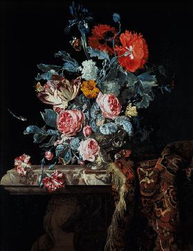 Flower still life on a Ballustrade