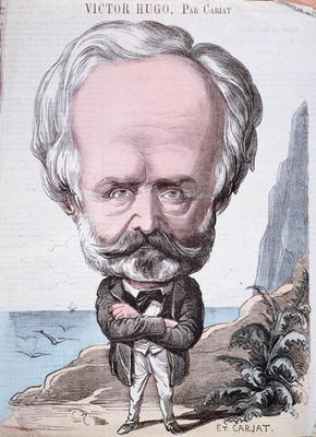 Victor Hugo (1802-85) on Jersey rock, 1867 (colour engraving) from Etienne Carjat