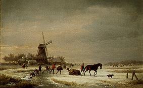 Winter landscape at a windmill from Eugène Joseph Verboeckhoven