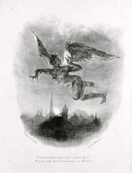 Mephistopheles Prologue in The Sky. Illustration to Goethe's Faust from Ferdinand Victor Eugène Delacroix