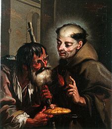 The St. Peter Regaladis boards a beggar with bread. from Franz Sebald Unterberger