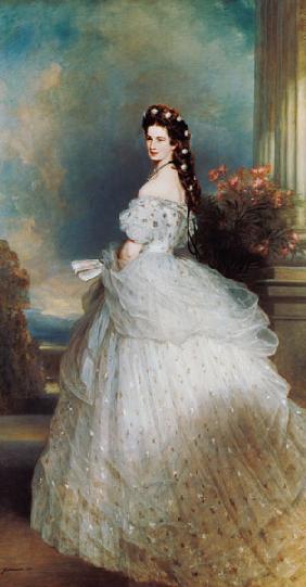 Empress Elisabeth in Courtly Gala Dress with Diamond Stars (Sissi) - -Empress of Austria/ Queen of H