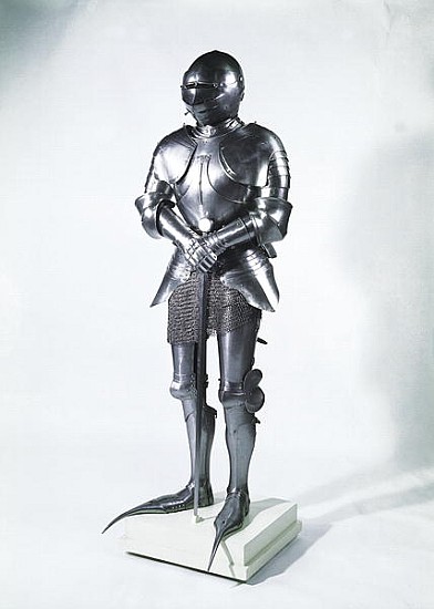 Suit of armour with poulaines, c.1480 (metal) from French School