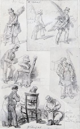 Chair menders on the streets of London, 1820-30