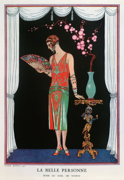 Worth evening dress, fashion plate from - Georges Barbier as art print or  hand painted oil.