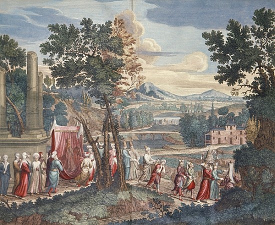 Turkish marriage procession, 1712-13 - Gerard Jean Baptiste Scotin as art  print or hand painted oil.