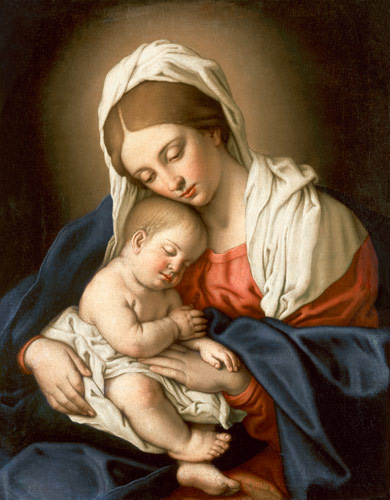 Madonna with child. - Giovanni-B. Sassoferato Salvi as art print or hand  painted oil.