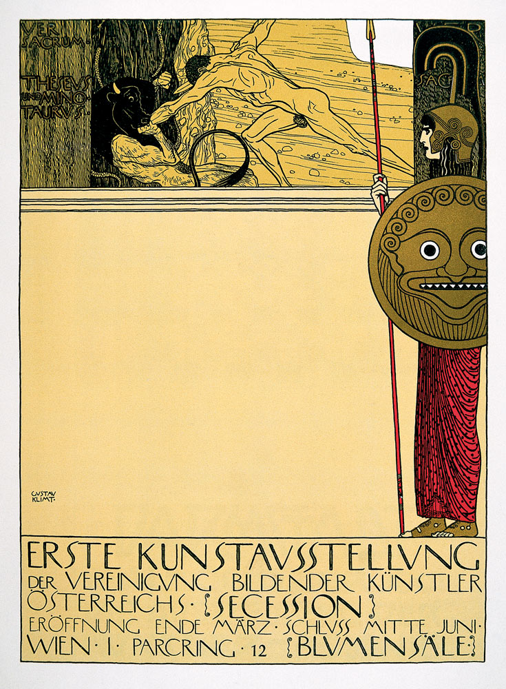 Plakat für die 1. Sezessions-Ausstellung - Gustav Klimt as art or hand painted oil.