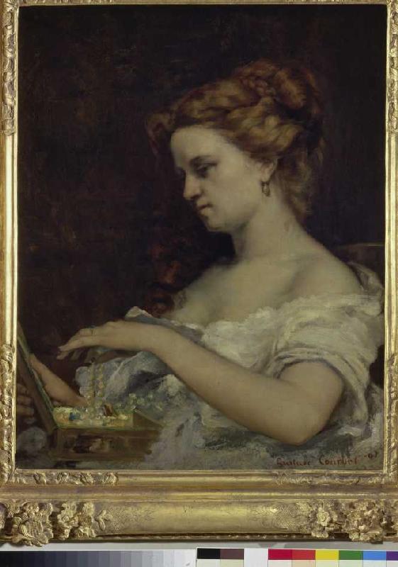 The lady at the jewellery box - Gustave Courbet as art print or hand  painted oil.